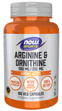 Now Arginine & Ornithine 500mg/250mg 250 veg capsules