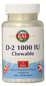 D-2 1000IU : 13177: Chw, Peppermint (Btl-Plastic) 25mcg 100ct