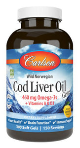 Carlson Cod Liver Oil Gems 300 Soft Gels