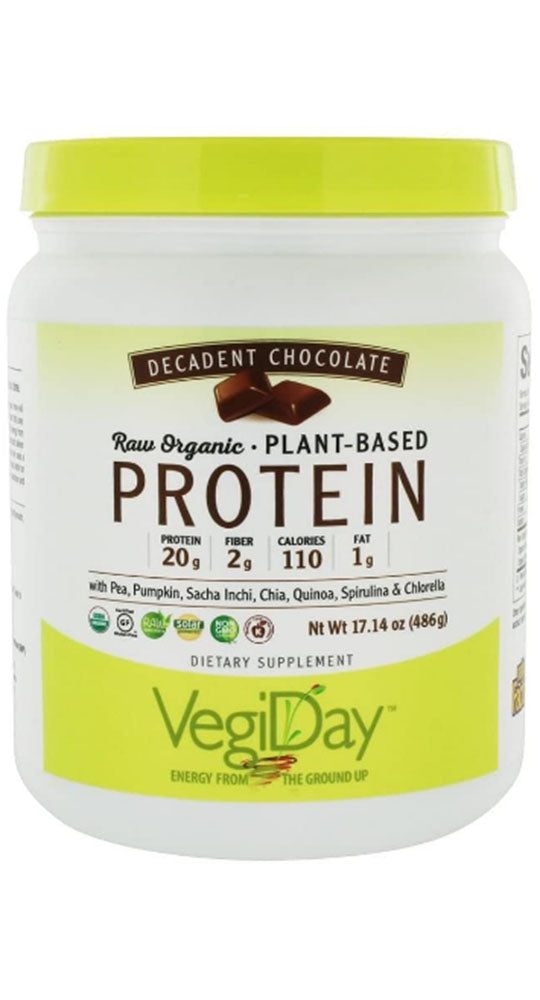 Natural Factors VegiDay¨ Raw Organic 100% Plant-Based Protein Ð Decadent Chocolate