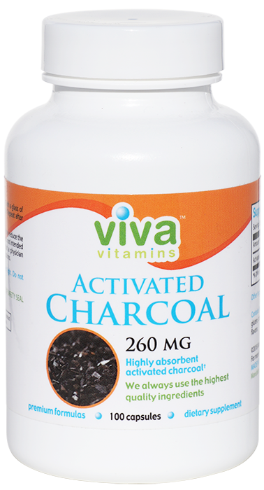 Viva Vitamins Charcoal (Activated) 260 mg  100 capsules