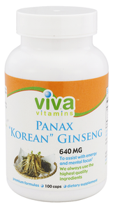 Viva Vitamins Panax Korean Ginseng – 640mg 100 capsules