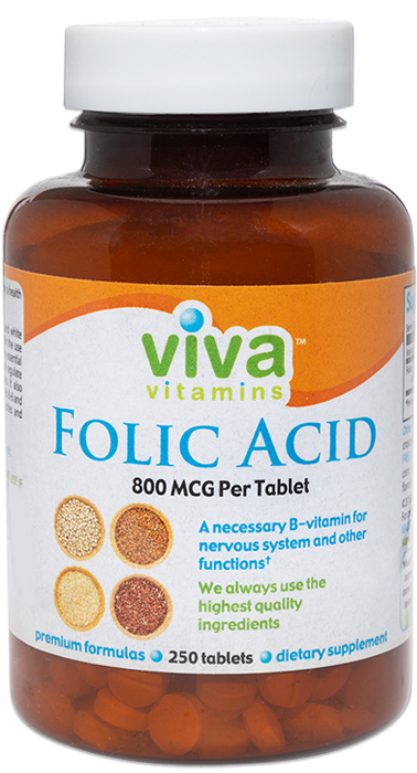 Viva Vitamins Folic Acid 800 mcg 250 tablets